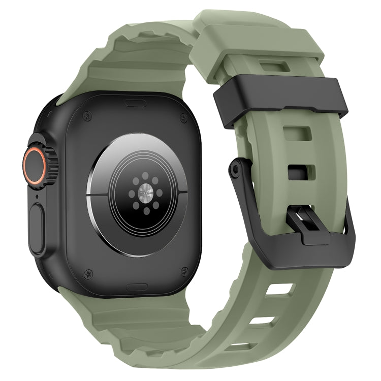 For Apple Watch 46mm / 49mm / 45mm / 44mm Wild Path Black Buckle Thickened Silicone Watch Band(Milk Green) by bashfashion