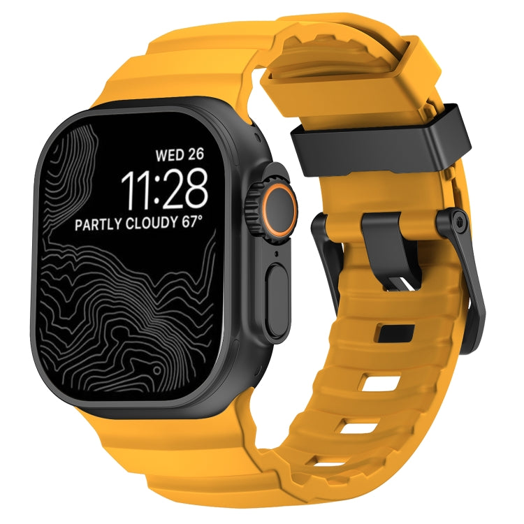 For Apple Watch 46mm / 49mm / 45mm / 44mm Wild Path Black Buckle Thickened Silicone Watch Band(Daylight Yellow) by bashfashion