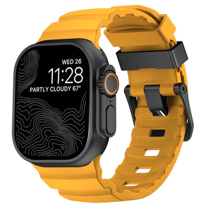 For Apple Watch 46mm / 49mm / 45mm / 44mm Wild Path Black Buckle Thickened Silicone Watch Band(Daylight Yellow) by bashfashion