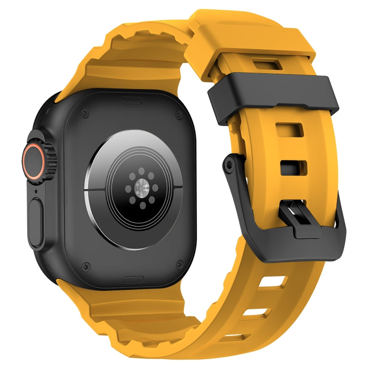 For Apple Watch 46mm / 49mm / 45mm / 44mm Wild Path Black Buckle Thickened Silicone Watch Band(Daylight Yellow) by bashfashion