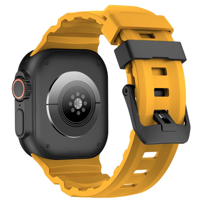 For Apple Watch 46mm / 49mm / 45mm / 44mm Wild Path Black Buckle Thickened Silicone Watch Band(Daylight Yellow) by bashfashion