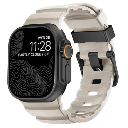 For Apple Watch 46mm / 49mm / 45mm / 44mm Wild Path Black Buckle Thickened Silicone Watch Band(Starlight) by bashfashion