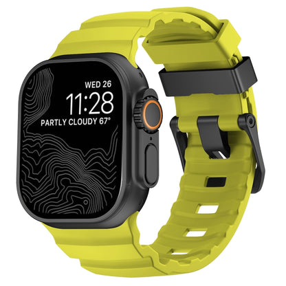 For Apple Watch 46mm / 49mm / 45mm / 44mm Wild Path Black Buckle Thickened Silicone Watch Band(Fluorescent Green) by bashfashion