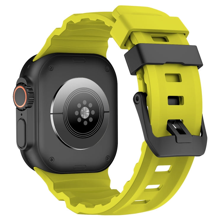 For Apple Watch 46mm / 49mm / 45mm / 44mm Wild Path Black Buckle Thickened Silicone Watch Band(Fluorescent Green) by bashfashion