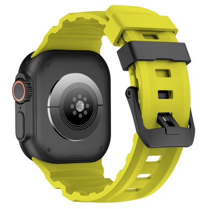 For Apple Watch 46mm / 49mm / 45mm / 44mm Wild Path Black Buckle Thickened Silicone Watch Band(Fluorescent Green) by bashfashion