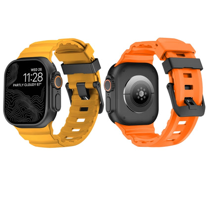 For Apple Watch 46mm / 49mm / 45mm / 44mm Wild Path Black Buckle Thickened Silicone Watch Band(Black) by bashfashion