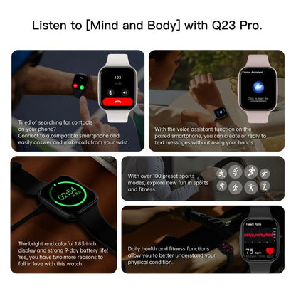 Q23 Pro 1.83 inch Color Screen IP68 Waterproof Bluetooth Call Smart Watch, Support Health Monitoring(Black) by bashfashion