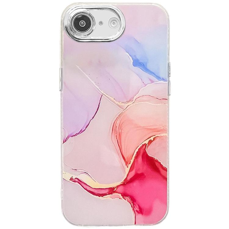 For iPhone 16e Electroplated Marble Texture Phone Case(Red M7) by bashfashion
