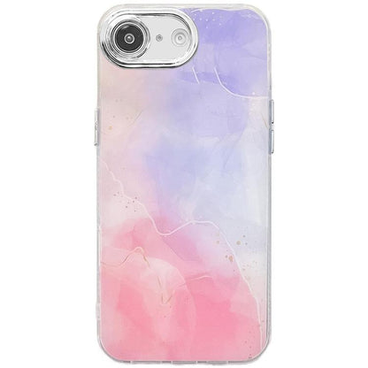For iPhone 16e Electroplated Marble Texture Phone Case(Purple Pink M14) by bashfashion
