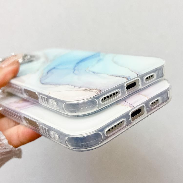 For iPhone 16e Electroplated Marble Texture Phone Case(Blue Green M9) by bashfashion