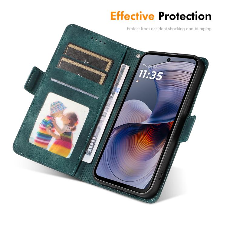 For Motorola Moto G55 ENKAY Embossed Rhombus Starry Leather Phone Case with Screen Film(Green) by ENKAY