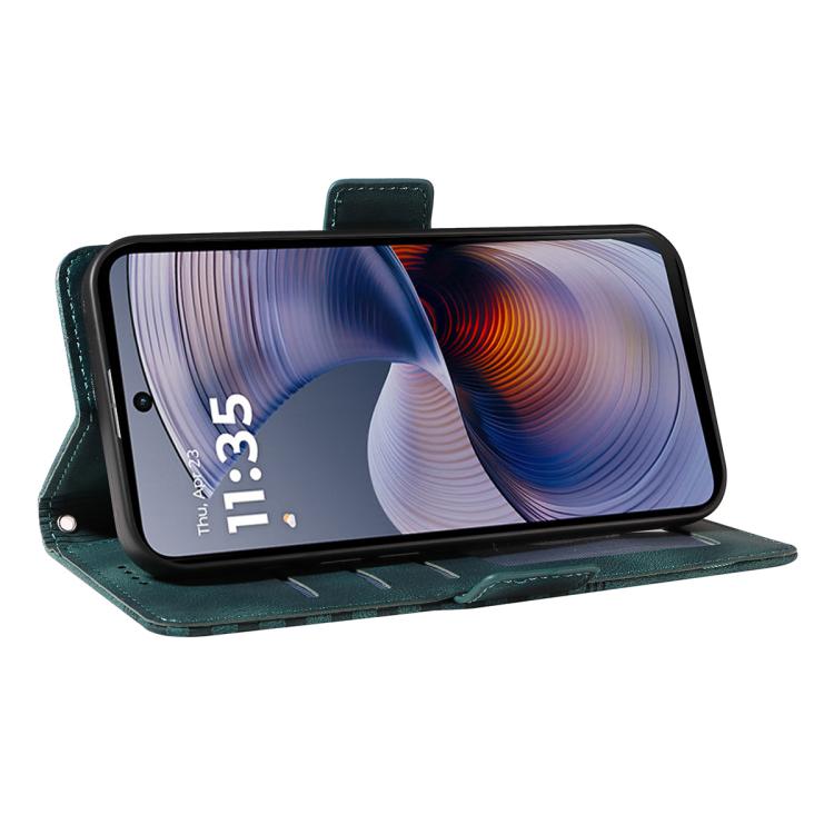 For Motorola Moto G55 ENKAY Embossed Rhombus Starry Leather Phone Case with Screen Film(Brown) by ENKAY