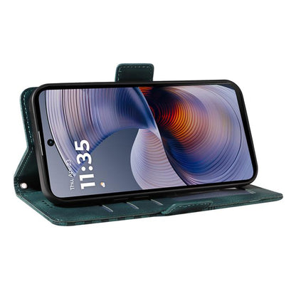 For Motorola Moto G75 ENKAY Embossed Rhombus Starry Leather Phone Case with Screen Film(Green) by ENKAY