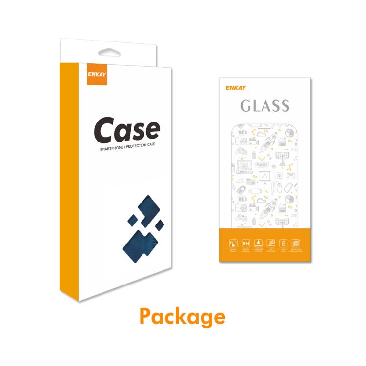 For Motorola Moto G35 ENKAY Embossed Rhombus Starry Leather Phone Case with Screen Film(Black) by ENKAY