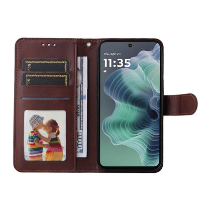 For Motorola Moto G35 ENKAY Card Wallet Calf Texture Leather Phone Case with Screen Film(Black) by ENKAY