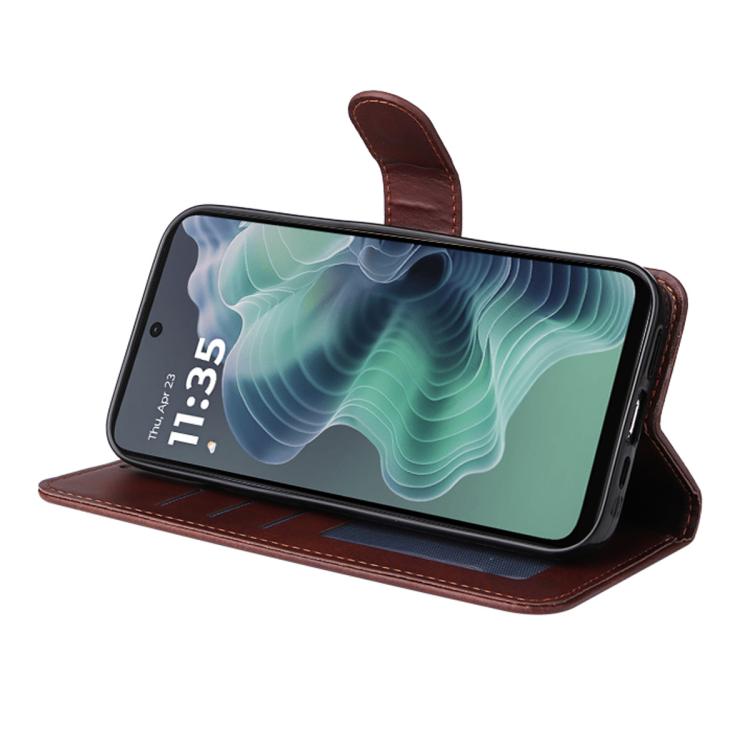 For Motorola Moto G35 ENKAY Card Wallet Calf Texture Leather Phone Case with Screen Film(Blue) by ENKAY