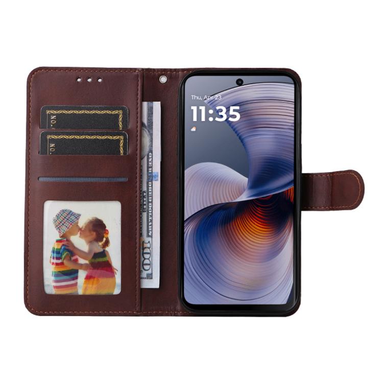 For Motorola Moto G55 ENKAY Card Wallet Calf Texture Leather Phone Case with Screen Film(Red) by ENKAY