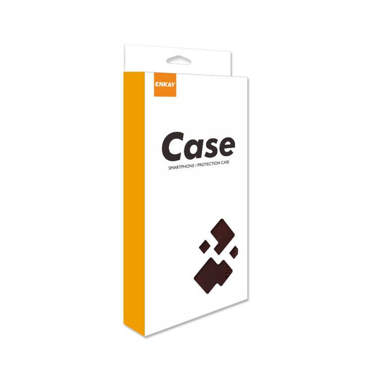 For Motorola Moto G75 ENKAY Card Wallet Calf Texture Leather Phone Case with Screen Film(Brown) by ENKAY