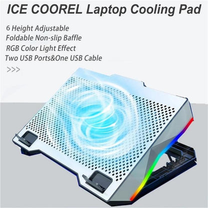 S601 RGB Light Notebook Cooler Adjustable Height Gaming Laptop Cooling Pad by bashfashion
