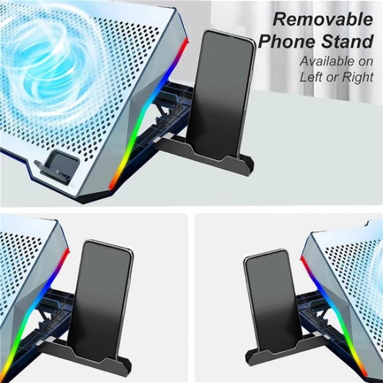 S601 RGB Light Notebook Cooler Adjustable Height Gaming Laptop Cooling Pad by bashfashion