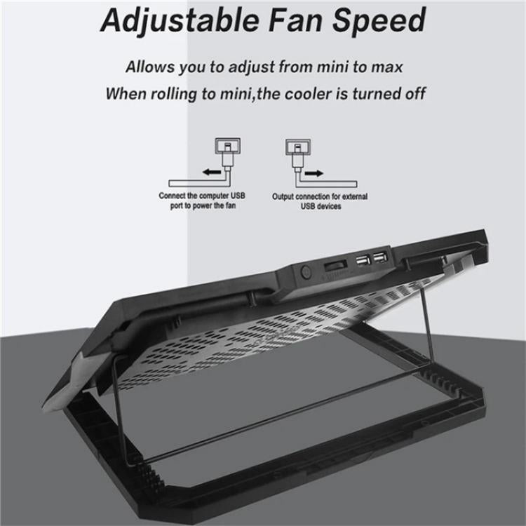 S601 RGB Light Notebook Cooler Adjustable Height Gaming Laptop Cooling Pad by bashfashion