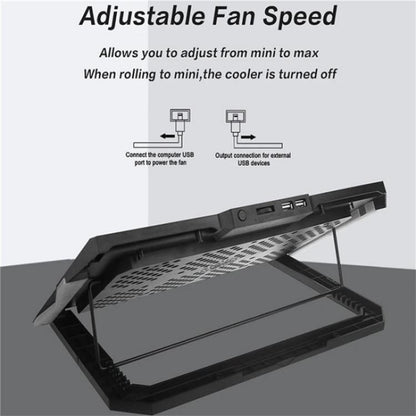 S601 RGB Light Notebook Cooler Adjustable Height Gaming Laptop Cooling Pad by bashfashion