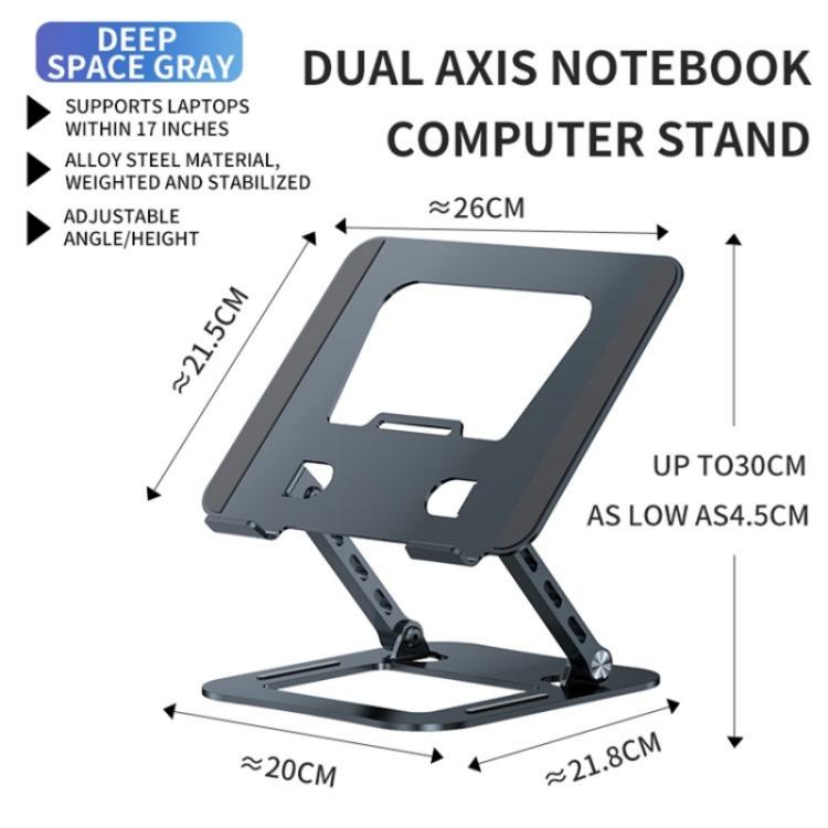 J30 Portable Desktop Adjustable Foldable Alloy Steel Laptop Cooling Stand(Grey) by bashfashion