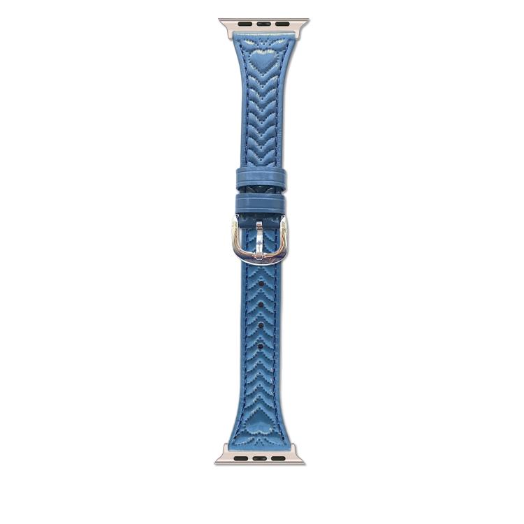 For Apple Watch 46mm / 49mm / 45mm / 44mm Heart-Shaped Embossed Leather Watch Band(Chrysanthemum Blue) by bashfashion