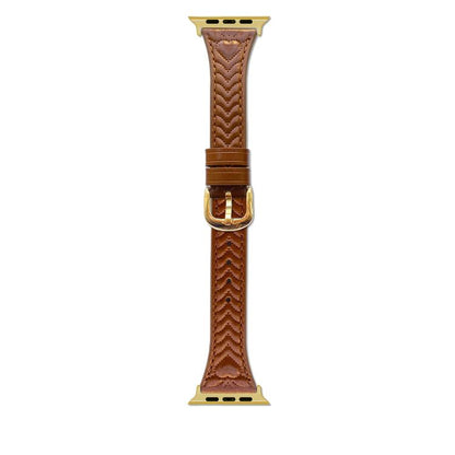 For Apple Watch 46mm / 49mm / 45mm / 44mm Heart-Shaped Embossed Leather Watch Band(Brown) by bashfashion