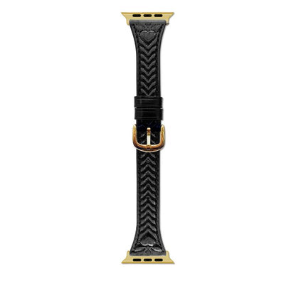 For Apple Watch 42mm / 41mm / 40mm / 38mm Heart-Shaped Embossed Leather Watch Band(Black) by bashfashion