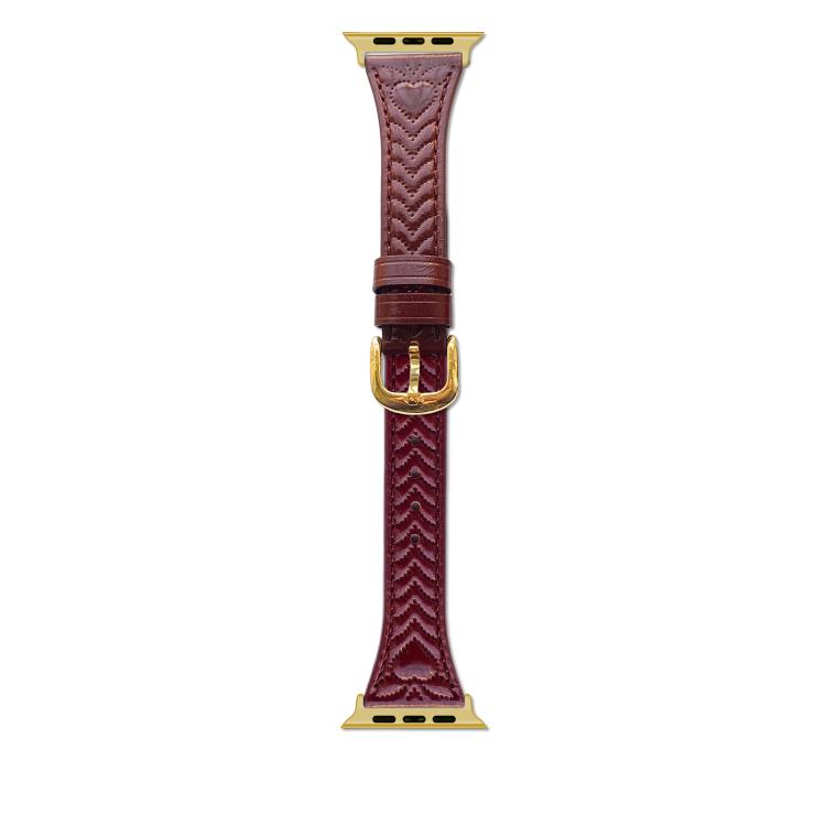 For Apple Watch 42mm / 41mm / 40mm / 38mm Heart-Shaped Embossed Leather Watch Band(Wine Red) by bashfashion