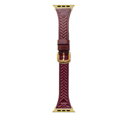 For Apple Watch 42mm / 41mm / 40mm / 38mm Heart-Shaped Embossed Leather Watch Band(Wine Red) by bashfashion