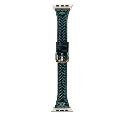 For Apple Watch 42mm / 41mm / 40mm / 38mm Heart-Shaped Embossed Leather Watch Band(Forest Green) by bashfashion
