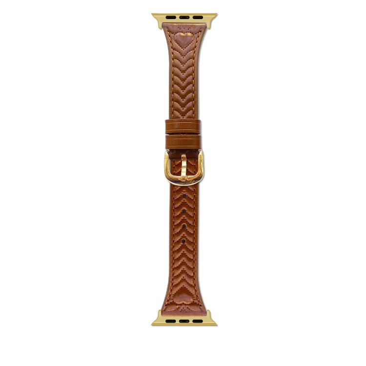For Apple Watch 42mm / 41mm / 40mm / 38mm Heart-Shaped Embossed Leather Watch Band(Brown) by bashfashion