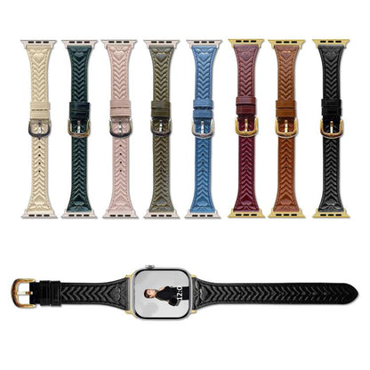 For Apple Watch 46mm / 49mm / 45mm / 44mm Heart-Shaped Embossed Leather Watch Band(Girly Pink) by bashfashion