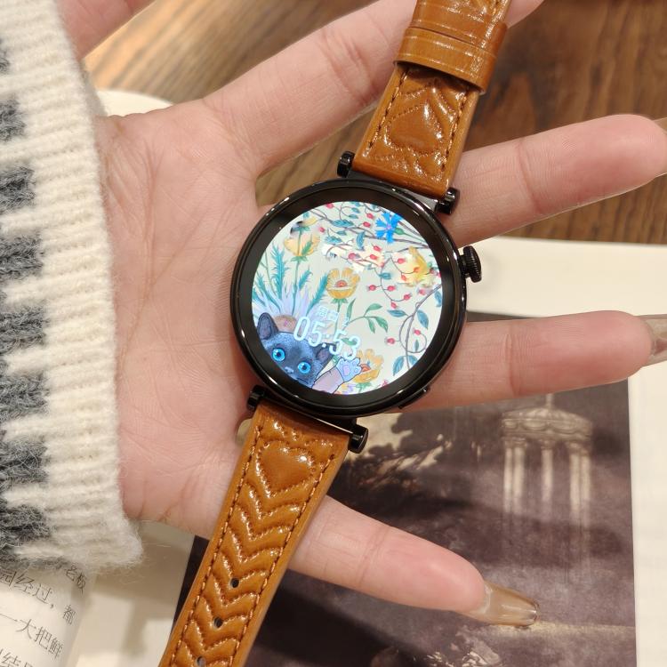 For Huawei Watch GT 3 42mm Heart-Shaped Embossed 20mm Leather Watch Band(Cornflower Blue) by bashfashion