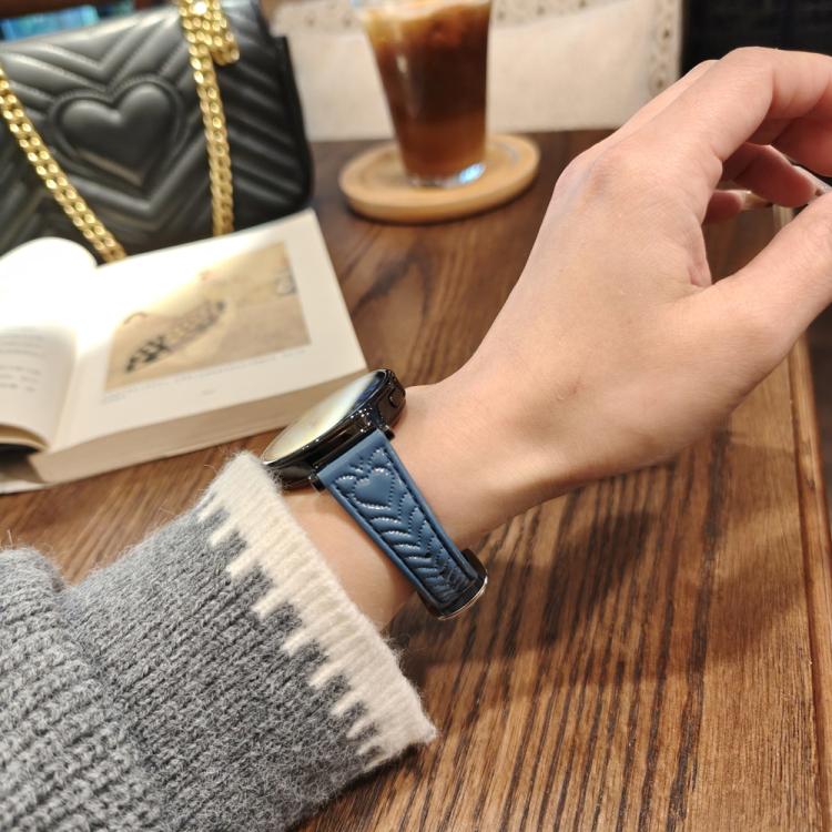 For Honor Watch ES 20mm Heart-Shaped Embossed Leather Watch Band(Cornflower Blue) by bashfashion
