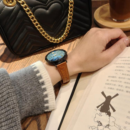 For Honor Watch ES 20mm Heart-Shaped Embossed Leather Watch Band(Cornflower Blue) by bashfashion