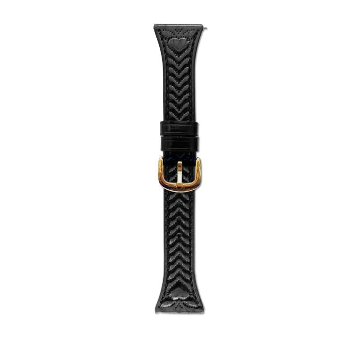 For Garmin Forerunner 165 20mm Heart-Shaped Embossed Leather Watch Band(Black) by bashfashion