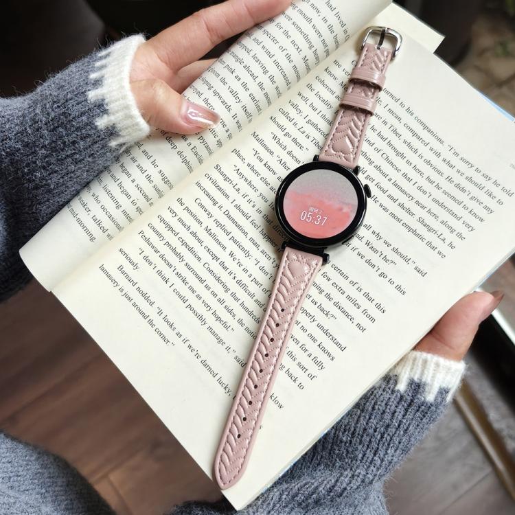 For Samsung Galaxy Watch 7 20mm Heart-Shaped Embossed Leather Watch Band(Pink) by bashfashion