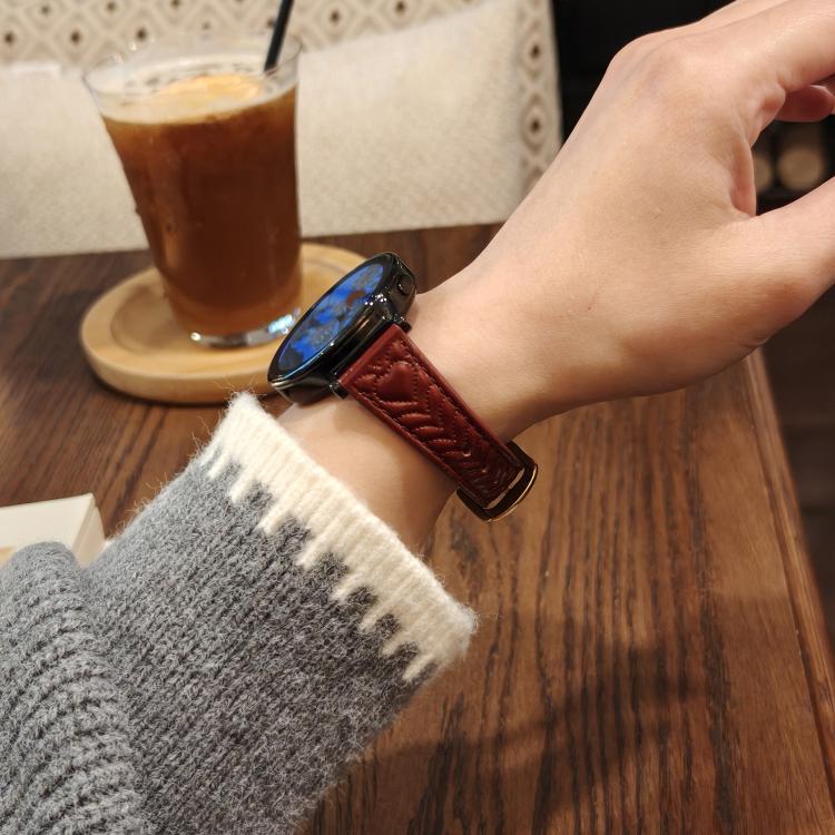 For Xiaomi Watch S4 Heart-Shaped Embossed 22mm Leather Watch Band(Wine Red) by bashfashion
