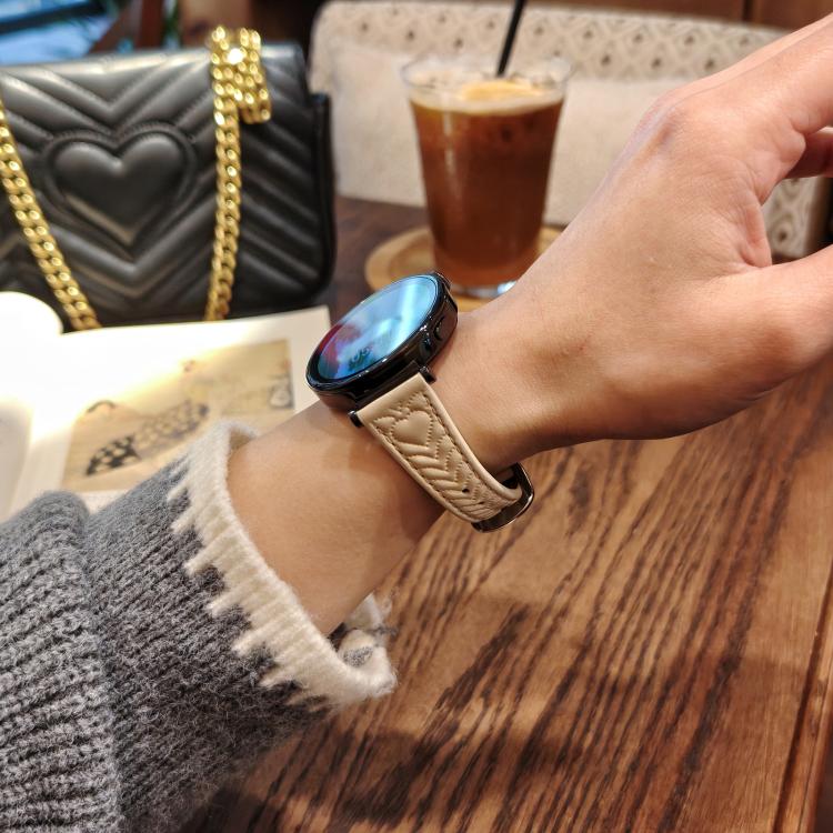 For Amazfit Bip 5 / GTR 4 Heart-Shaped Embossed 22mm Leather Watch Band(Apricot) by bashfashion