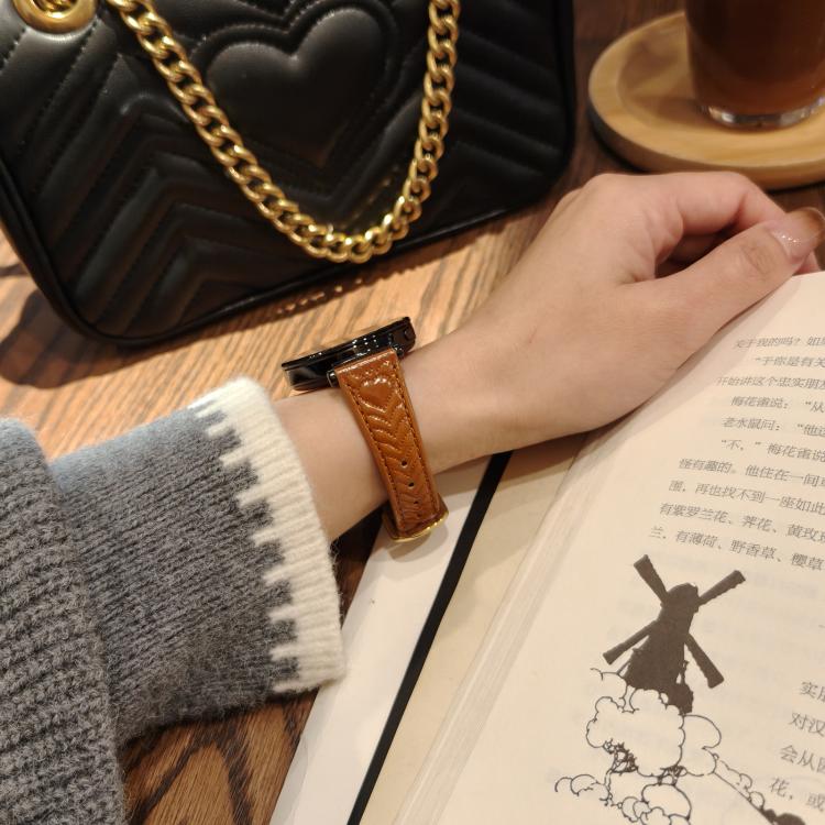 For Garmin Venu 3 Heart-Shaped Embossed 22mm Leather Watch Band(Brown) by bashfashion