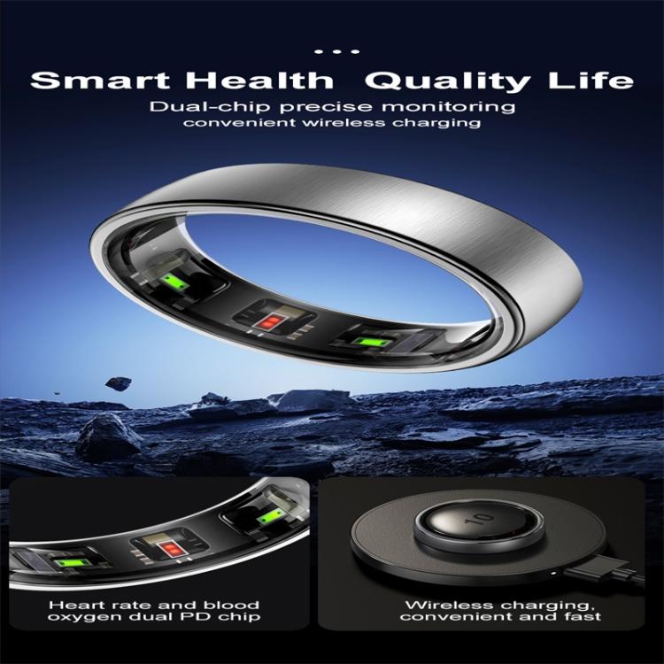 R10 SIZE 11 Smart Ring, Support Heart Rate / Blood Oxygen / Sleep / Multiple Sports Modes(Silver) by bashfashion