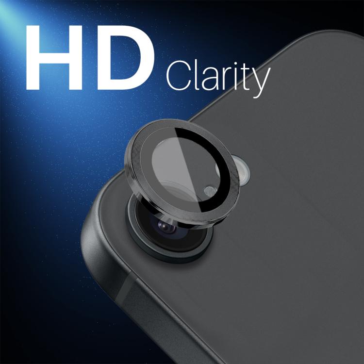 For iPhone 16e NORTHJO Camera Lens Protector CD Metal Ring Tempered Glass Film(Black) by NORTHJO