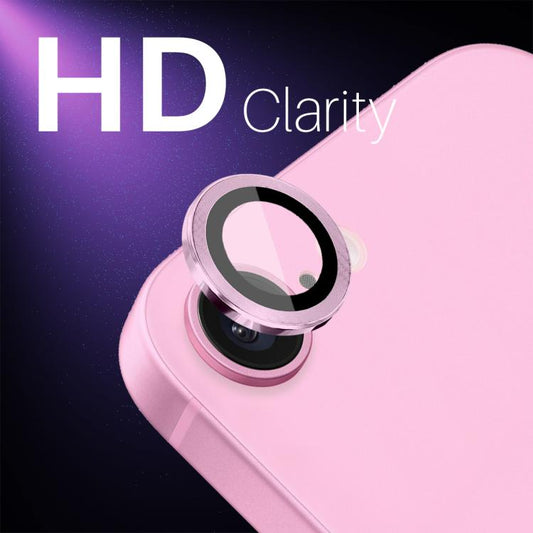 For iPhone 16e NORTHJO Camera Lens Protector CD Metal Ring Tempered Glass Film(Pink) by NORTHJO