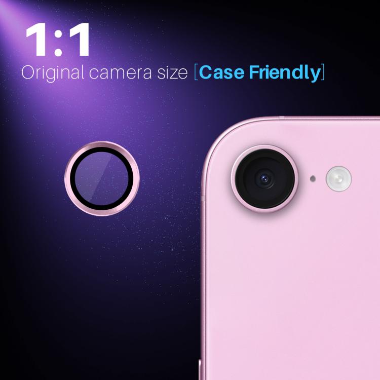 For iPhone 16e NORTHJO Camera Lens Protector CD Metal Ring Tempered Glass Film(Pink) by NORTHJO