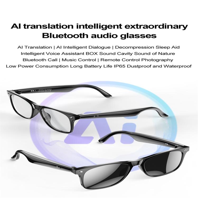 W100 Smart Glasses, Support AI Conversation / AI Intelligent Translation / Bluetooth Call(Black) by bashfashion