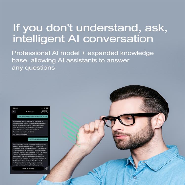 W100 Smart Glasses, Support AI Conversation / AI Intelligent Translation / Bluetooth Call(White) by bashfashion