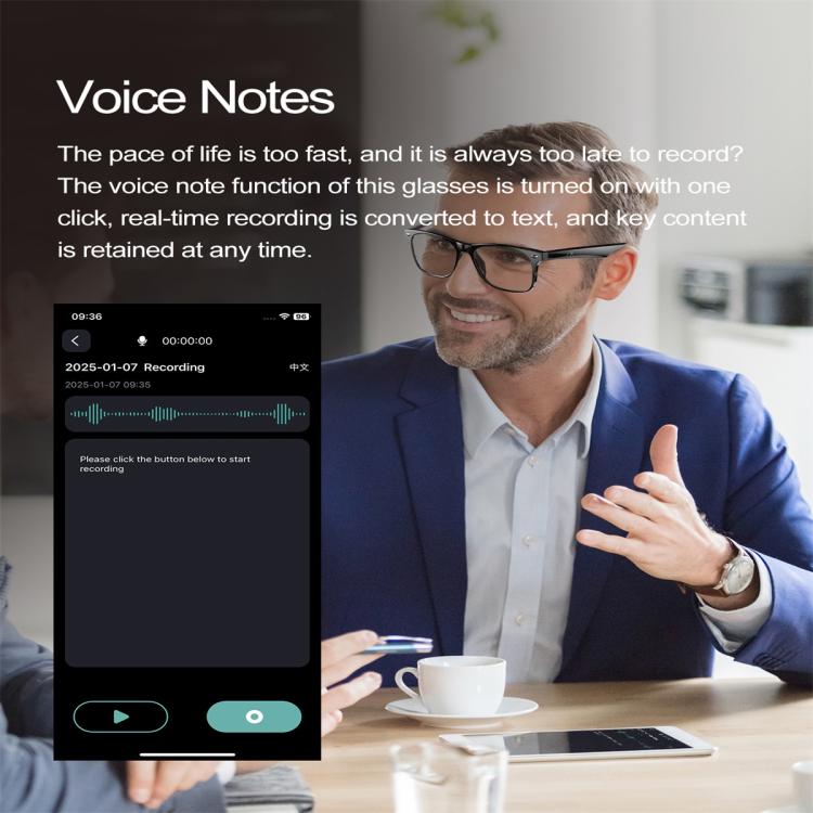 W100 Smart Glasses, Support AI Conversation / AI Intelligent Translation / Bluetooth Call(Black) by bashfashion